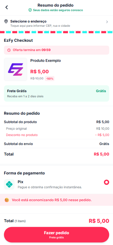 Layout estilo TikTok Shop Ezfy